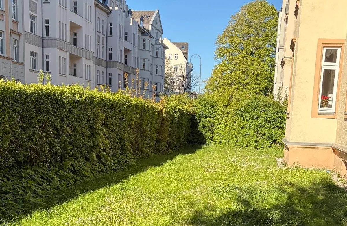 Grünanlage vor dem Heckenschnitt